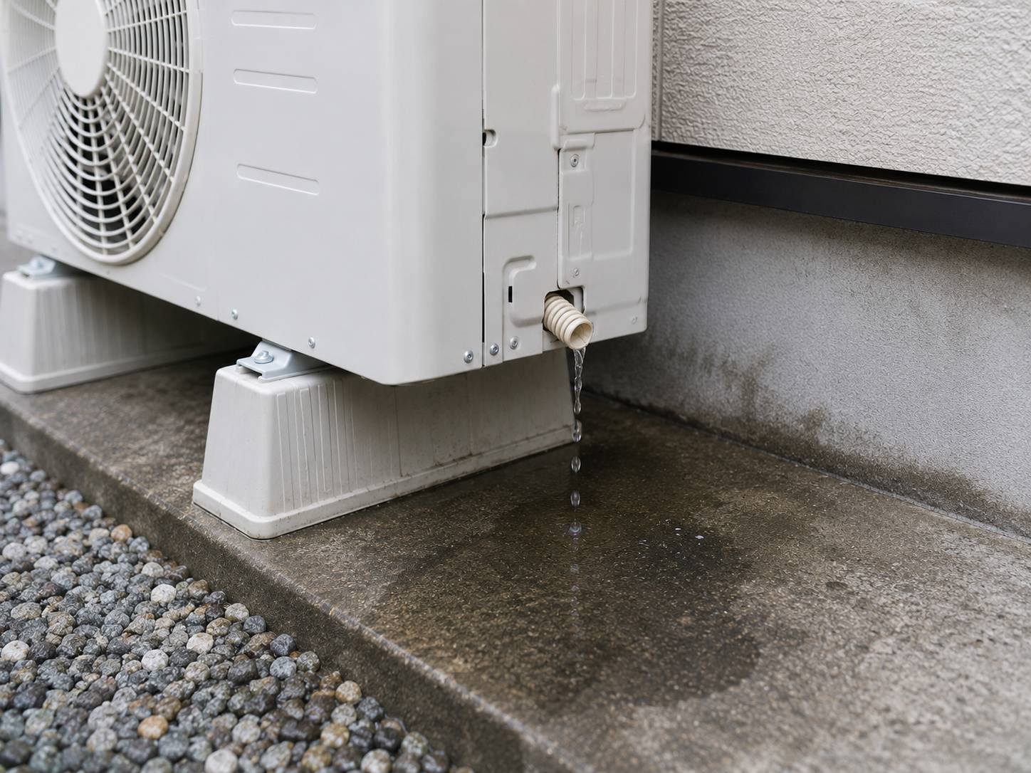 エアコンのドレンホースから排水されている様子